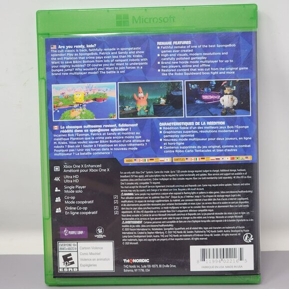 SpongeBob SquarePants Battle For Bikini Bottom Rehydrated Xbox One Game Untested - Picture 2 of 6